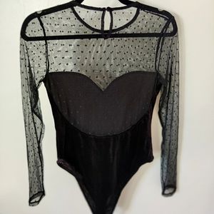 Polka dot mesh Body Suit